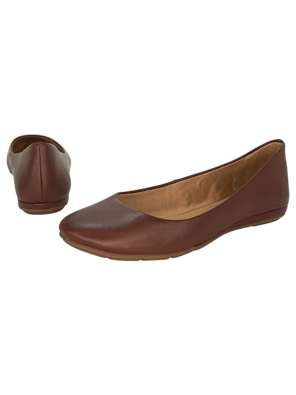 Sun + Stone Eliana Brown Faux Leather Womens Flats Size 9.5M
